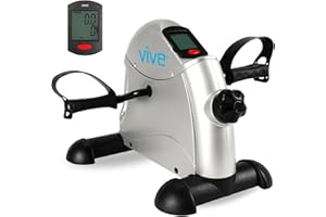 Vive Folding Pedal Exerciser - Under Desk Exercise Bike for Seniors, Elderly - Sit Down Stationary Peddler Equipment for Arm, Leg, Hand, Foot - Mini Floor Bicycle with LCD Display, Adjustable Tension