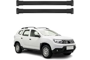 OMAC Barres de Toit Transversales Compatible avec Dacia Duster 2018 à 2023, Barre Transversale verrouillable en Aluminium, Porte-Bagages, Rails de Toit Noir