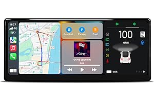 AAMHHM Affichage tête Haute pour Tesla Model Y 2019-2024 & Model 3 2017-2023 avec Carplay sans Fil/câblé Android Auto Bluetooth Données synchrones Affiche la Batterie, Le kilométrage, la Vitesse(9 Pouces)