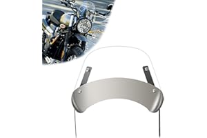 ‎DREAMIZER DREAMIZER Universal Motorrad Windschutzscheibe, Retro Motorrad Windshield Windabweiser kompatibel mit 5"-7" Rundscheinwerfern, Moto Windschutzscheiben für Bobber Cafe Racer Chopper Cruiser (Klar)