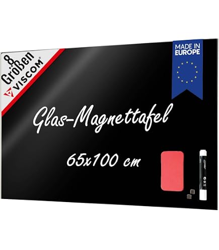 Banjado Glas Magnettafel 70x70 Cm – Beschreibbar, Mit 4 Magneten, Als Pinnwand Oder Wandbild, Tiefschwarz
