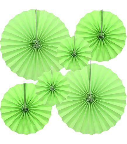 Set Decorazioni Floreali In Carta Con Ventagli E Foglie - 6 Fiori 30,5 Cm E 6 Foglie Verdi Per Matrimoni, Feste Di Compleanno E Primavera
