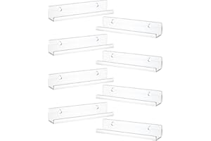 Dmnnlp 8 Stück Schallplatten Wandhalterung, Vinyl Wandhalterung aus Klar Acrylic, 30,5 x 4,3 x 4,3 cm Schweberegal für Schallplatten, Acryl Regal für Platten und Fotos - Klar