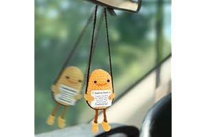 VSPEK Canard Peluche Positive Décoration Voiture, Pendentif pour Miroir, Deco Voiture Interieur, Rigolo Motivation, Rétroviseur Suspendu Ornement Convient à Tous Les Modèle, Decoration Maison