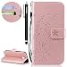 Produktbild HUDDU Tiere Muster Leder Tasche Schutzhülle Samsung Galaxy J5 2017 DUOS Hülle Blumen Biene Flip Handyhülle Wallet Case Cover Kartenfach Handytaschen J5 2017 J530 / J5 Pro Klapphülle Mädchen Rose Gold