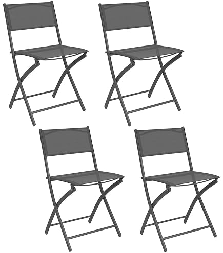 Hespéride Set 4 Sedie Pieghevoli Da Giardino Axant - Alluminio Con Trattamento Epossidico, Colore Lino E Bianco, Dimensioni 47x65x89 Cm, Leggere (2,5 Kg Cad.) - 2