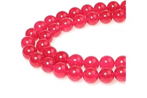 ‎MJDCB Perlen zum Auffädeln 8mm 43 stück Helles Rosenrot Jade Edelsteine Perlen mit Loch Natürliche Lose Runde Steinperlen für Herstellung Schmuck Armbänder Halsketten