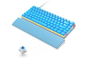 CROSS ZEBRA Tastiera Meccanica Gaming e Poggiapolsi, USB Cablato 82 Tasti Retroilluminazione Arcobaleno Anti-Ghosting Switch Blu Tastiera Design Ergonomico Compatto, Comodo Poggiamano in Memory Foam, Blu