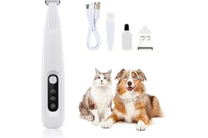 FOCENAT Paw Trim Pro Tondeuse à pattes de chien avec lumière LED, silencieuse, étanche, sans fil, rechargeable, pour pattes, yeux, oreilles, visage, corps