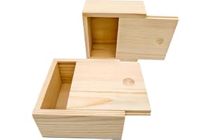 2-pack Ofärdig Trälåda med Skjulucka, 10 x 10 x 5 cm - Naturlig DIY Box för Smycken och Hantverk