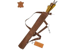 Bantoro Crafts Braunes Leder, Köcher traditionelles Leder, Bogenschießen-Köcher, Pfeilhalter, Taille/Hüfte, hängende Umhängetasche, Schießen, Jagd, Schultergurt, verstellbare Gürteltasche