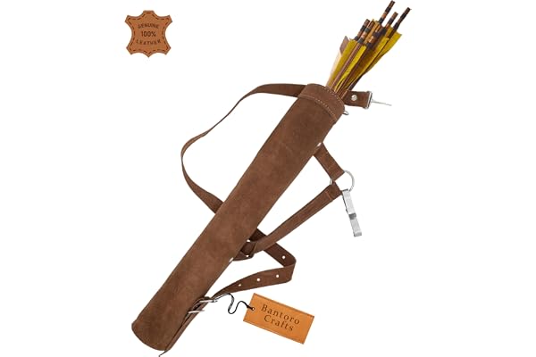 Bantoro Crafts Carquois de tir à l'arc en Cuir – Sac bandoulière Traditionnel à la Taille et à la Hanche avec bandoulière réglable pour Le tir et la Chasse