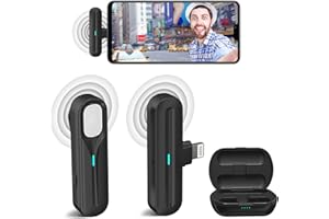 PWAY Le Microphone Lavalier sans Fil Comprend Un étui de Chargement pour iPhone iPad, 2,4GHz, Prend en Charge Le Son Original, la Réduction du Bruit, KTV, Trois Modes d'enregistrement Audio