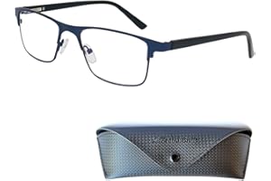 Mini Brille Occhiali Anti Luce Blu con Lenti Rettangolari, Dettagli in Acciaio Inox, Computer Occhiali da Lettura Occhiali Uomo e Donna