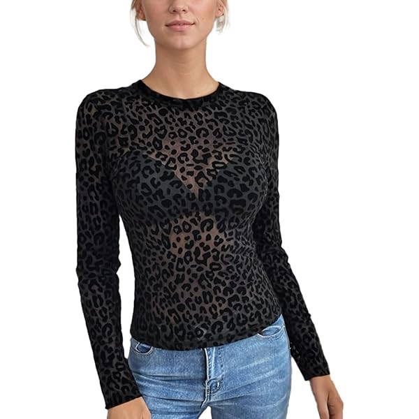 GORGLITTER Damen Leoparden Top - Bauchfrei Mit Knoten Y2K Style