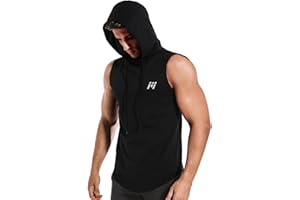 MEETWEE Herren Tank Top, Sportshirt mit Kapuze Ärmelloses/Langarm Muskelshirts Fitness Sleeveless Shirt Atmungsaktiv Laufshirt Achselshirts Hoodie für Gym Running Training