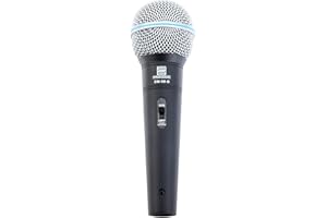 Pronomic DM-58-B Microphone Vocal Dynamique avec Interrupteur (pour Voix, Chant et Instruments, Directivité : Supercardioïde, Réponse en Fréquence : 70-16 000 Hz, INCL. Étui, Pince, Adaptateur)