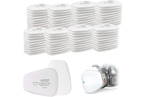 JREHUIG 80 Pcs Kit Filtro in Cotone Maschera Polveri Sottili, 5N11 Filtro Cotone per 3M Antipolvere e Protezione Verniciatura, per 6000/6200/7502/6800/7501/FF402 Maschera Protettiva (10,5 x 8,5 x 0,5 cm, 80)