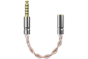 GEEKRIA 4.4mm Balanced Male to 3.5mm Balanced Female Adapter, Silver-Plated Copper Audio Cable, Headphone Upgrade Converter Dongle, Balanced TRRRS to TRRS Jack Plug (0.5ft)