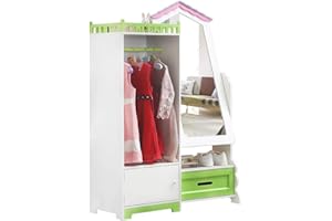 GIAEYHM WODENY Kids Wardrobe Children Storage Cabinet with Mirror & Drawer | Child Wooden Organizer Locker Cupboard Bedroom Furniture for Boys Girls Gift (White1)
