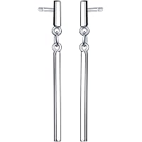 MATERIA Pendel-Ohrringe Silber 925 – Lange Damen-Ohrhänger Mit Stäbchen, 78 Mm, Vergoldet