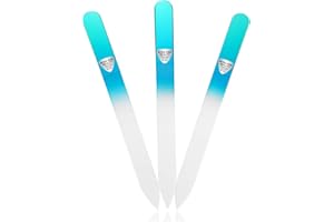 Bona Fide Beauty - Czech Glass Nail Files - Medium Size - Double-Sided Etched Filing Surface - Green/Aqua 3-Piece Set
