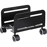 CPU Stand, Mobile Computer Tower Holder with 2 Locking Wheels and 2 Caster Wheels, CPU Steel Rolling Mount for Desktop Tower,