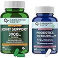 Carbamide Forte Glucosamine & Chondroitin MSM - 3900mg Per Serving – 90 Tablets & Carbamide Forte Probiotics Supplement 50 Billion for Women & Men – 60 Veg Capsules