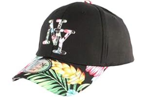 Hip Hop Honour Casquette Enfant Noire et Rouge Fleurs Gili Baseball NY de 7 à 12 Ans - Garçon