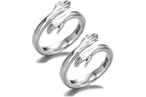 WONVIN COLLECTION 925 Sterling Silber Umarmungsringe für Frauen, I Love You Forever Love You Mutter Geschenk Schwester Geschenke Gravierte Worte Umarmung Hände Offener Ring