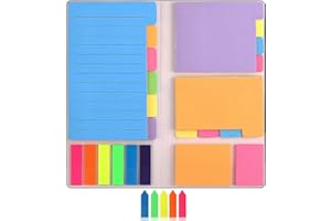 VEGCOO Lot de 500 Notes Autocollantes, 7 Types Post It, Avec Étiquettes Inscriptibles, Signets Pour Marquer Les Pages, Marqueurs Adhésifs pour Fournitures de Bureau Quotidien et Scolaires