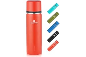 SANTECO Borraccia Termica, Termos Caffè in Acciaio Inox Doppia Mantiene le bevande fredde per 24 ore e calde per 12 ore, Bottiglia thermos a prova di perdite, senza BPA(Rosso, 500ML)