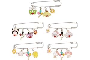 BSNRDX Broschennadeln 5 Stück Cartoon Brosche Safety Pins Rose Gold Shawl Sweater Scarves Clasp Clips Emaille Pins für Rucksack Kleidung