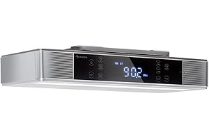 auna KR-140 - Küchenradio, Unterbau Radio, UKW-PLL-Radiotuner, 4.1 Bluetooth, 40 Senderspeicherplätze, LED-Arbeitsflächen-Beleuchtung, wasserabweisendes Touch-Display, Dual-Alarm, Silber