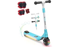 Gyroor H30 Kids Electric Scooter with LED Lights and Adjustable Handlebar - Fun and Safe Ride for Boys and Girls Ages 6-12 - Includes Speed Control Button, Durable Silicone Grips