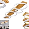 Rodekro Plafonnier LED à Intensité Variable En Métal/bois Noir/naturel/blanc Intensité Variable Via Interrupteur Traditionnel Lampe Moderne Avec Poutres En Bois 44 W 3000 K 5100 Lm