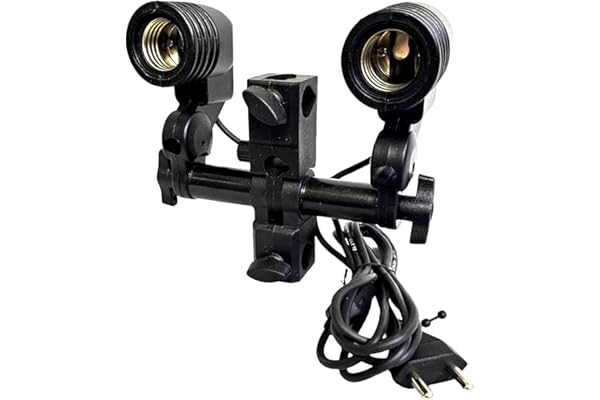 SHOPEE E27 Double Light Socket with Light Stand Swivel Mount & Umbrella Holder for Photography, Film,Video Studio
