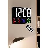 Dijital Duvar Saati HD LED Ekran Tarih G&uuml;n Sıcaklık Alarm USB Dekoratif 25X16Cm(pilsiz)