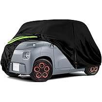 Volledige Dekking Autoafdekking Voor Citroën Ami/Opel Rocks-e/Fiat Topolino (2020-2024) - Waterdicht, Reflecterende Strepen, Met Cijferslot Reflecterende Strepen Garage