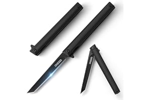 Omesio Navaja plegable, navaja de bolsillo plegable delgada en negro