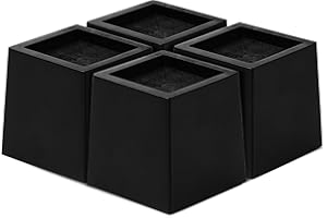 TQVAI Wooden Bed Risers, Supports up to 1000 kg, Heavy Duty Furniture Risers for Sofa, Desk, Coffee Table, 4 Pieces, Table Leg Rest with Non-Slip Rubber Pad (Black, 3.5 Inches)
