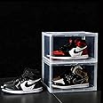 1CHASE Shoe Storage Box Transparent, Side Open storage Organizer Boxes - Stores Shoes Size up to UK 46 (Big Size) (2PCS SET)