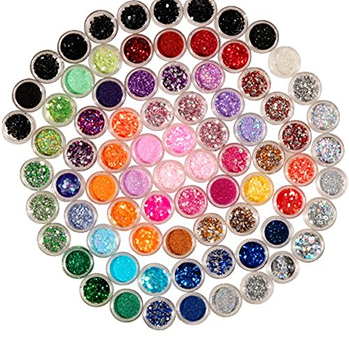 TRIXES 80 Stück gemischte Kosmetik und Make-Up Glitzer verschiedene Formen und Farben Glitter - 5