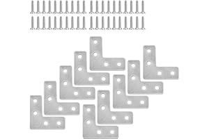 XFentech Staffe Angolari in Acciaio Inox 5/10 Pezzi - Angolo Retto Angolari Staffe Squadrette Angolare a L con Viti per Mensola di Legno Tavolo Sedia Letti Armadi, 40 * 40mm