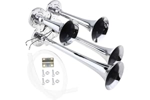 EPATHCHINA 12V / 24V 150dB Super Loud Four Trumpet Air Horn for Car Vehicle Truck Train Boat