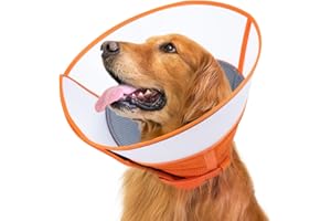 ROMANTIC BEAR Dog Cone Collar Large,Soft Dog Cone With Adjustable Buckle,Recovery Collars for Dogs,Anti- Bite Elizabethan Collars,Comfy Cone Neck Collar After Surgery Or Wounds (Orange, L)