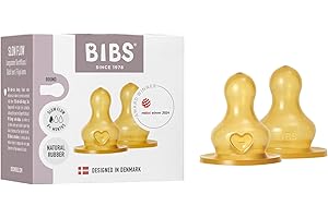 BIBS Bottle Teat 2-Pack. Anti-Colic. Extra Teats for BIBS Baby Bottles. Round Teat. Natural Rubber Latex, Slow Flow