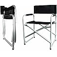 Hyfive® Black Aluminium Directors Folding Chair With Arm Rest Camping, Fishing,Garden Chair
