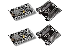DUBEUYEW ESP8266 NodeMcu V3 CH340 ESP-12F WiFi Development Board for Arduino IDE/Micropython, with GPIO Breakout board(2x ESP8266 Kit)