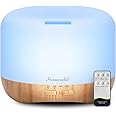 Homeweeks 300ml Essential Oil Diffuser, Quiet Aromatherapy Mist Diffusers for Essential Oils, Wood Grain, Ultrasonic, Remote Control, Timer, 7 Colors Light for Bedroom (300ml)